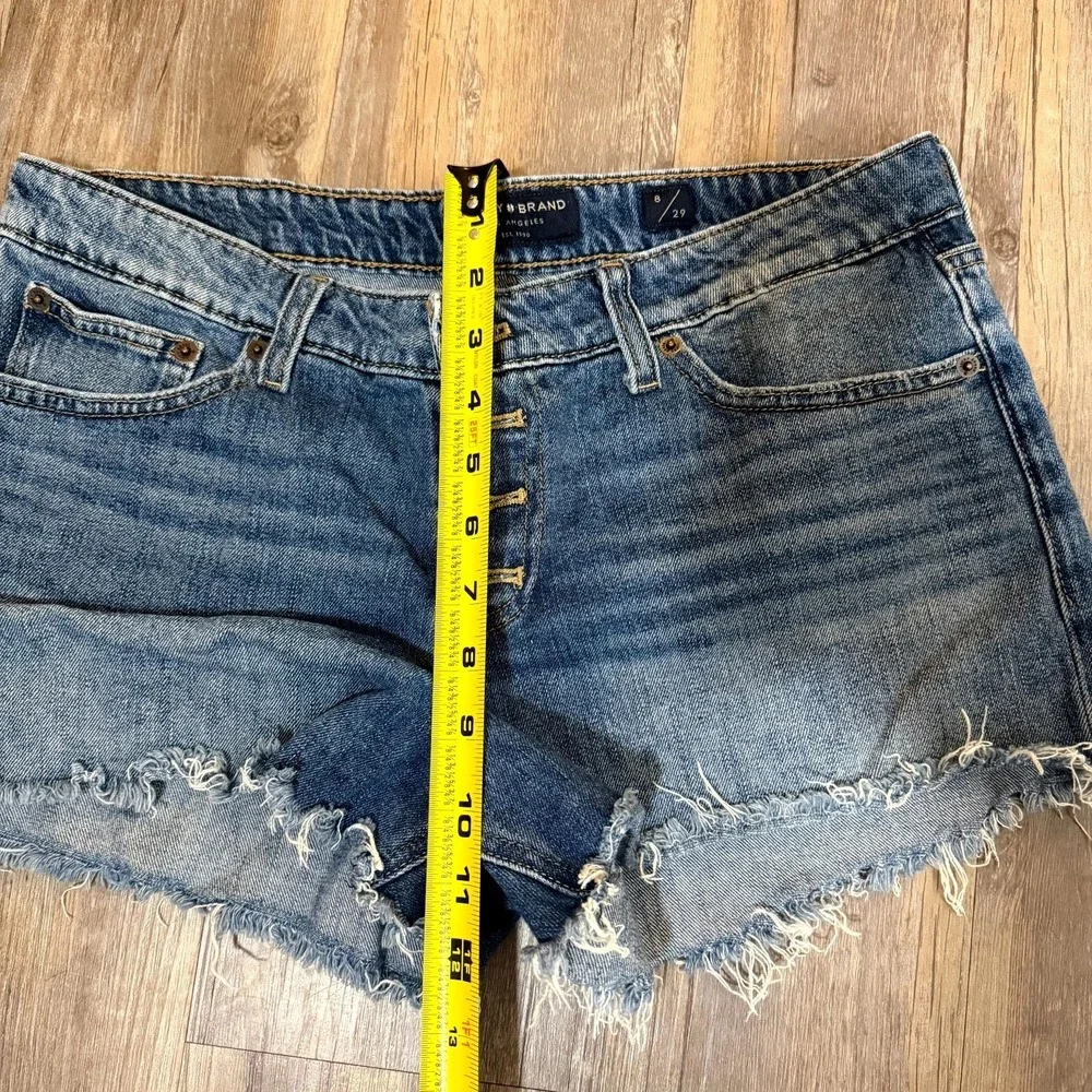 Lucky Brand Los Angeles Cut Off Shorts Women 8 Blue Denim Logo Frayed Hem Casual - Picture 7 of 7